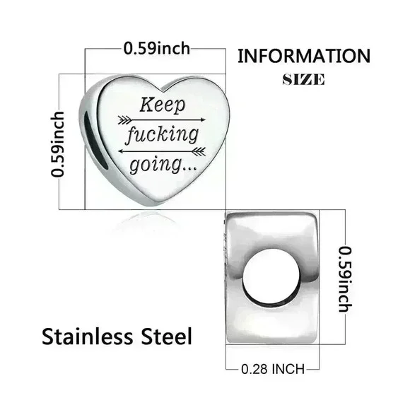 Heart Charm Fit for Pandora Charms Bracelet Inspirational Engraving Jewelry Pers - Picture 7 of 7